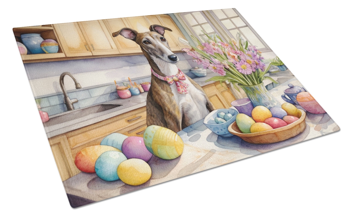 15 x 12 in. Decorating Easter Greyhound Glass Cutting Board