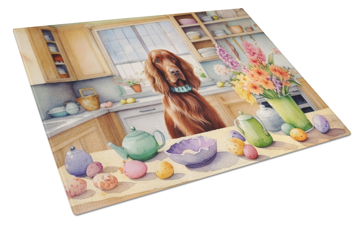 DAC6833LCB 15 x 12 in. Decorating Easter Irish Setter Glass Cutting Board