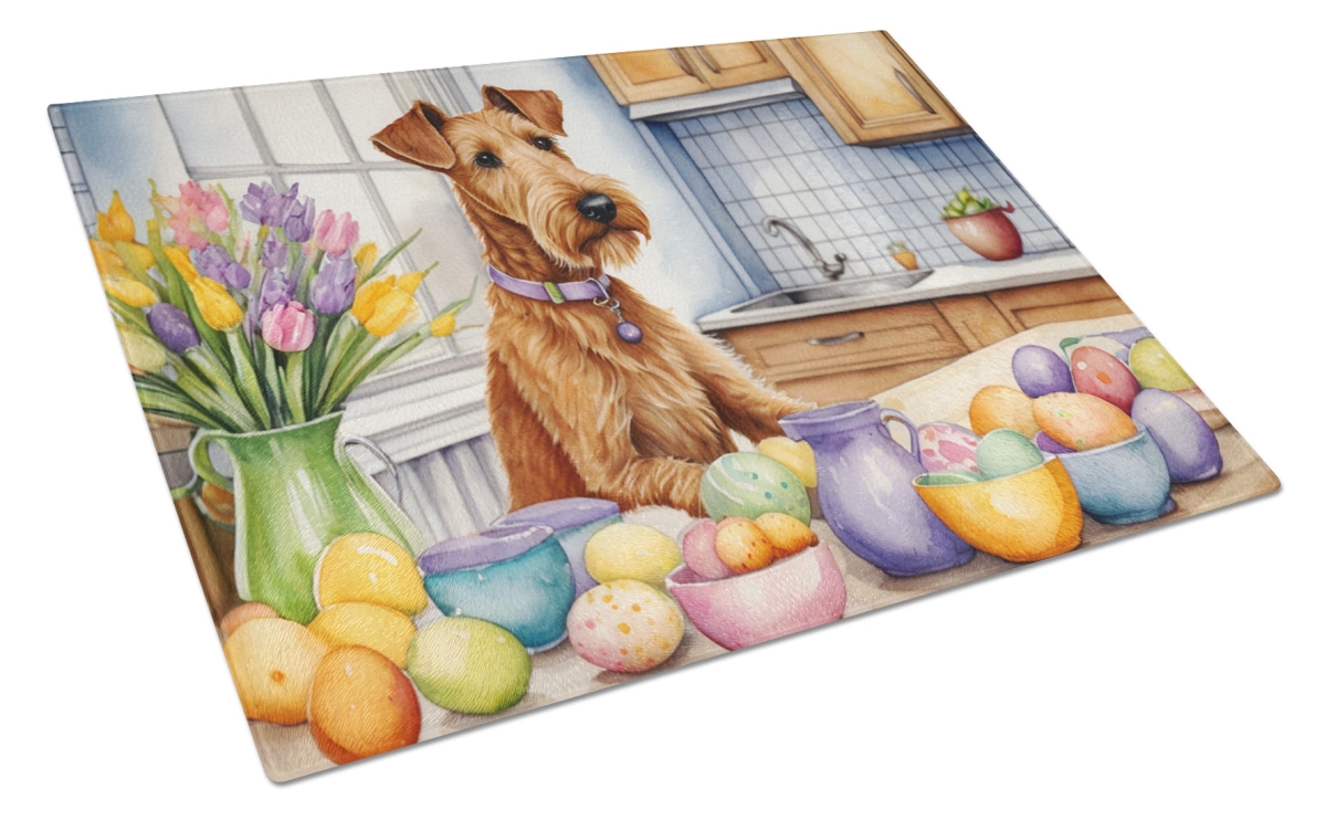 15 x 12 in. Decorating Easter Irish Terrier Glass Cutting Board