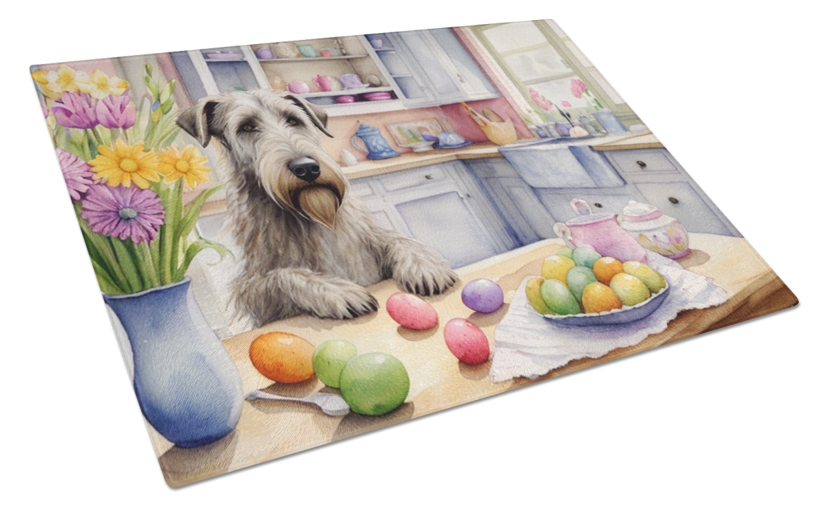 15 x 12 in. Decorating Easter Irish Wolfhound Glass Cutting Board