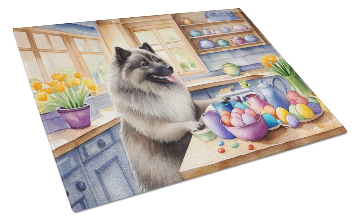 DAC6840LCB 15 x 12 in. Decorating Easter Keeshond Glass Cutting Board