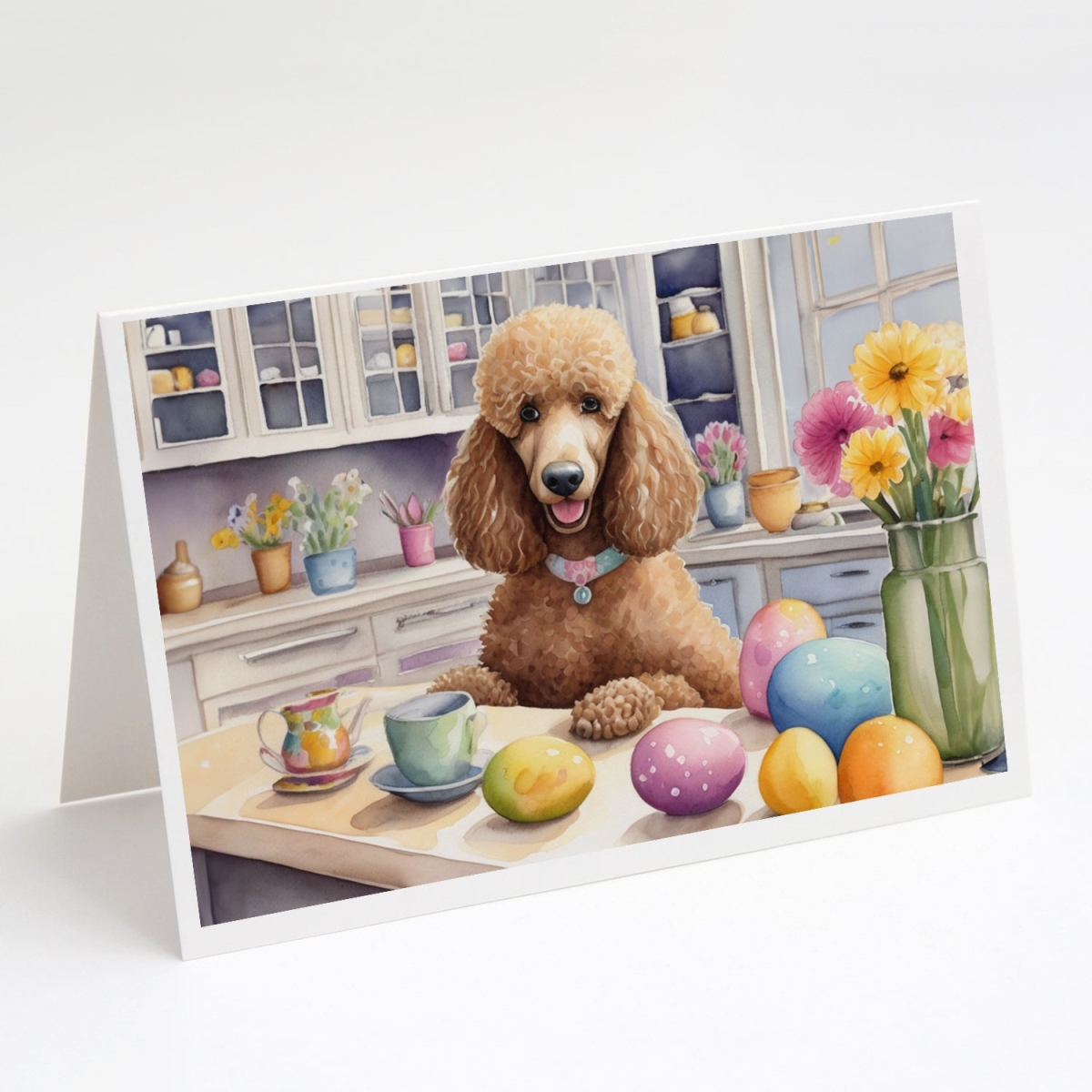 DAC6880GCA7P 5 x 7 in. Decorating Easter Poodle Greeting Cards - Pack of 8