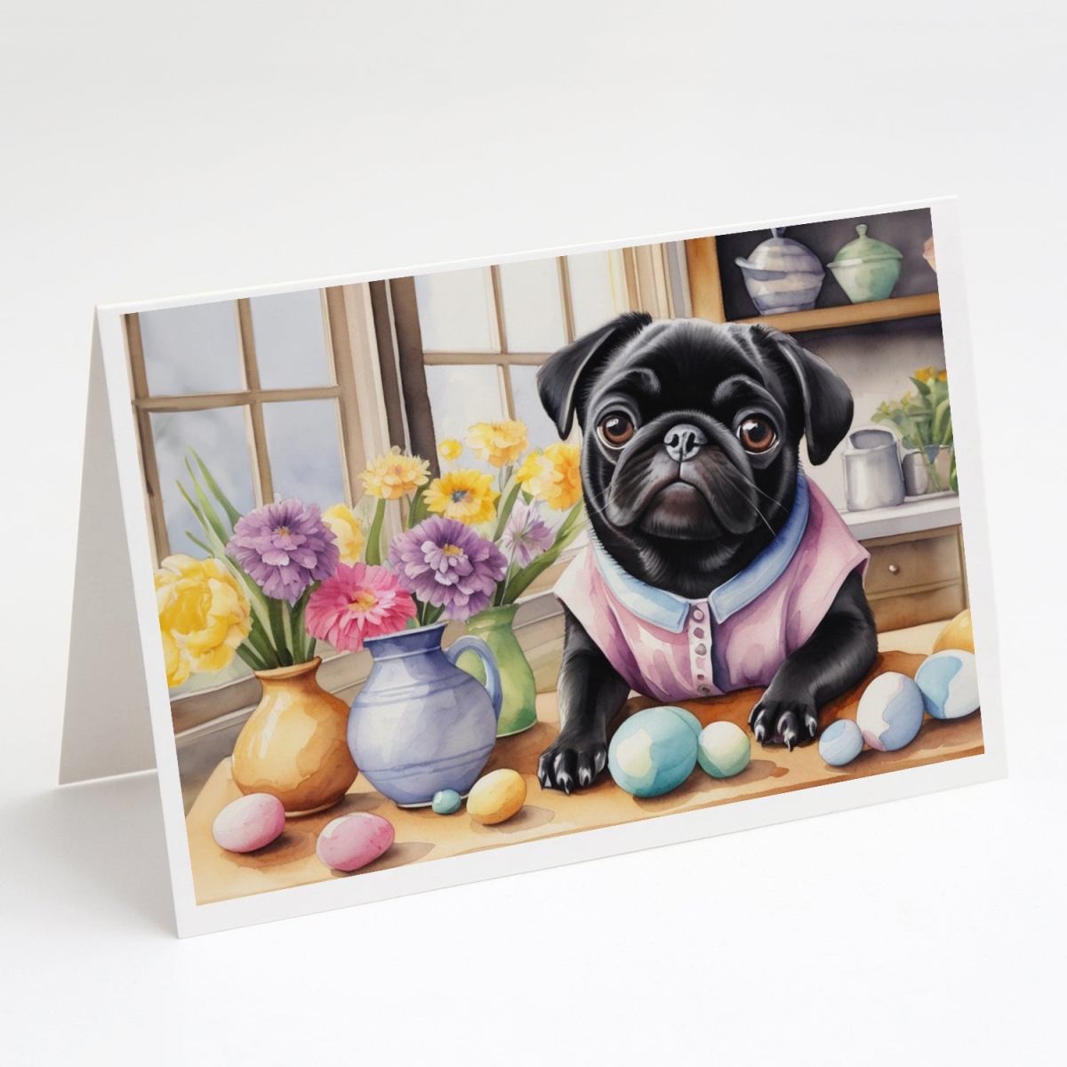 5 x 7 in. Decorating Easter Pug Greeting Cards - Pack of 8