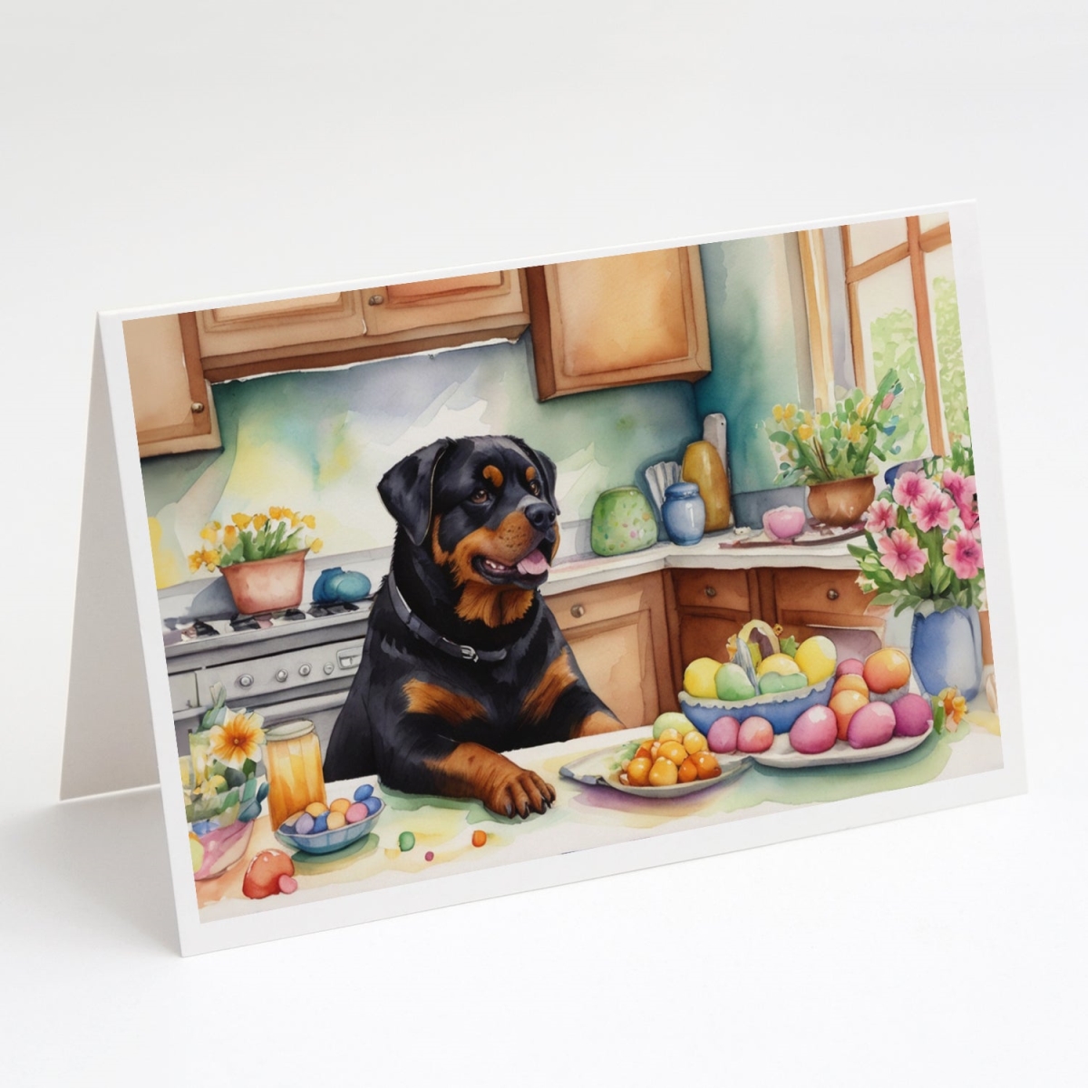 5 x 7 in. Decorating Easter Rottweiler Greeting Cards - Pack of 8
