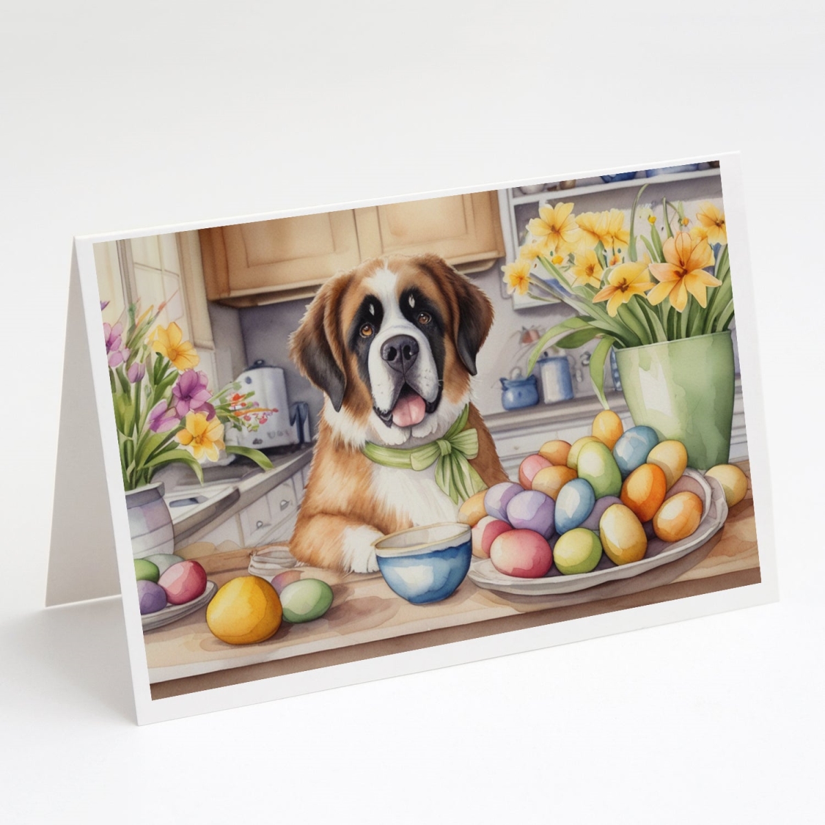 5 x 7 in. Decorating Easter Saint Bernard Greeting Cards - Pack of 8