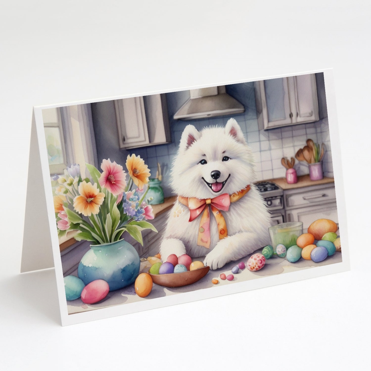 5 x 7 in. Decorating Easter Samoyed Greeting Cards - Pack of 8