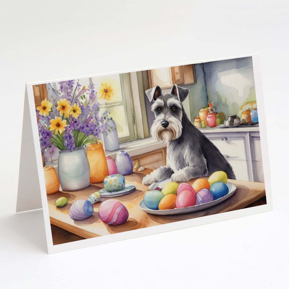 5 x 7 in. Decorating Easter Schnauzer Greeting Cards - Pack of 8