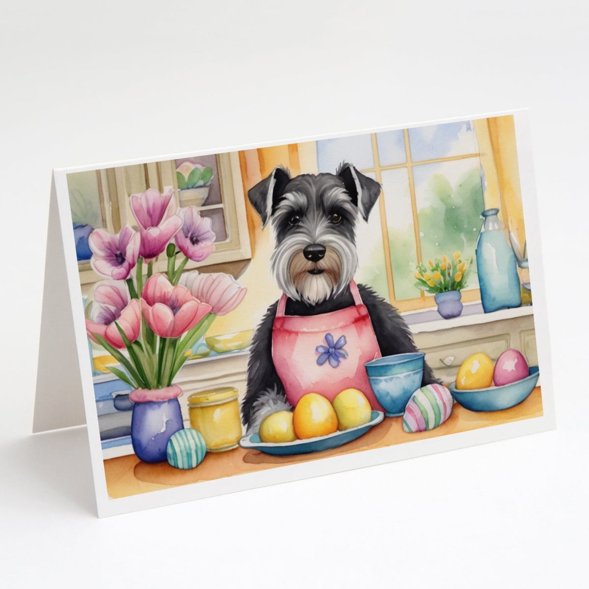 5 x 7 in. Decorating Easter Schnauzer Greeting Cards - Pack of 8