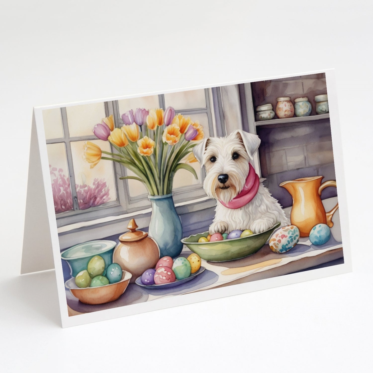 DAC6897GCA7P 5 x 7 in. Decorating Easter Sealyham Terrier Greeting Cards - Pack of 8