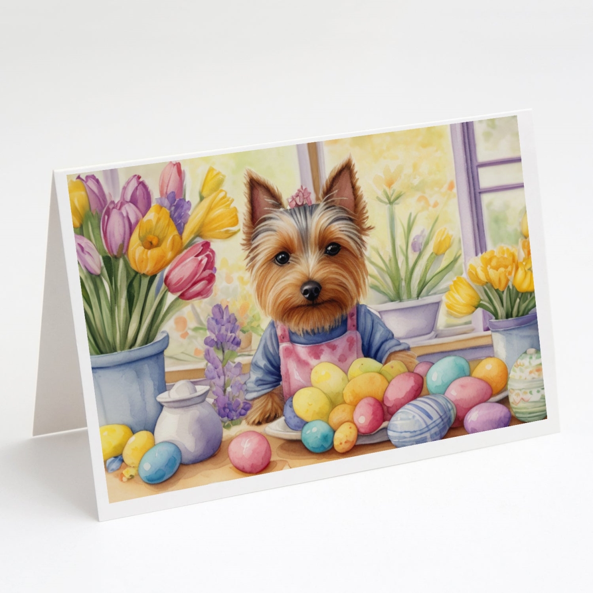5 x 7 in. Decorating Easter Silky Terrier Greeting Cards - Pack of 8
