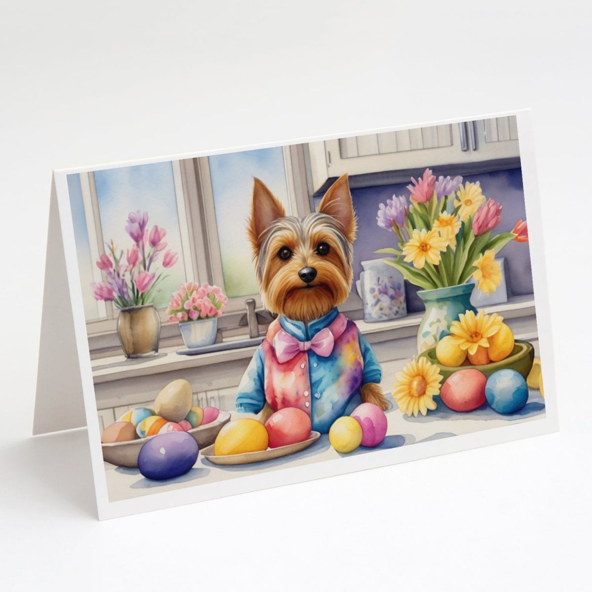 5 x 7 in. Decorating Easter Silky Terrier Greeting Cards - Pack of 8