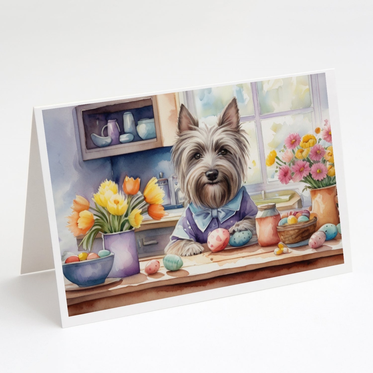 5 x 7 in. Decorating Easter Skye Terrier Greeting Cards - Pack of 8