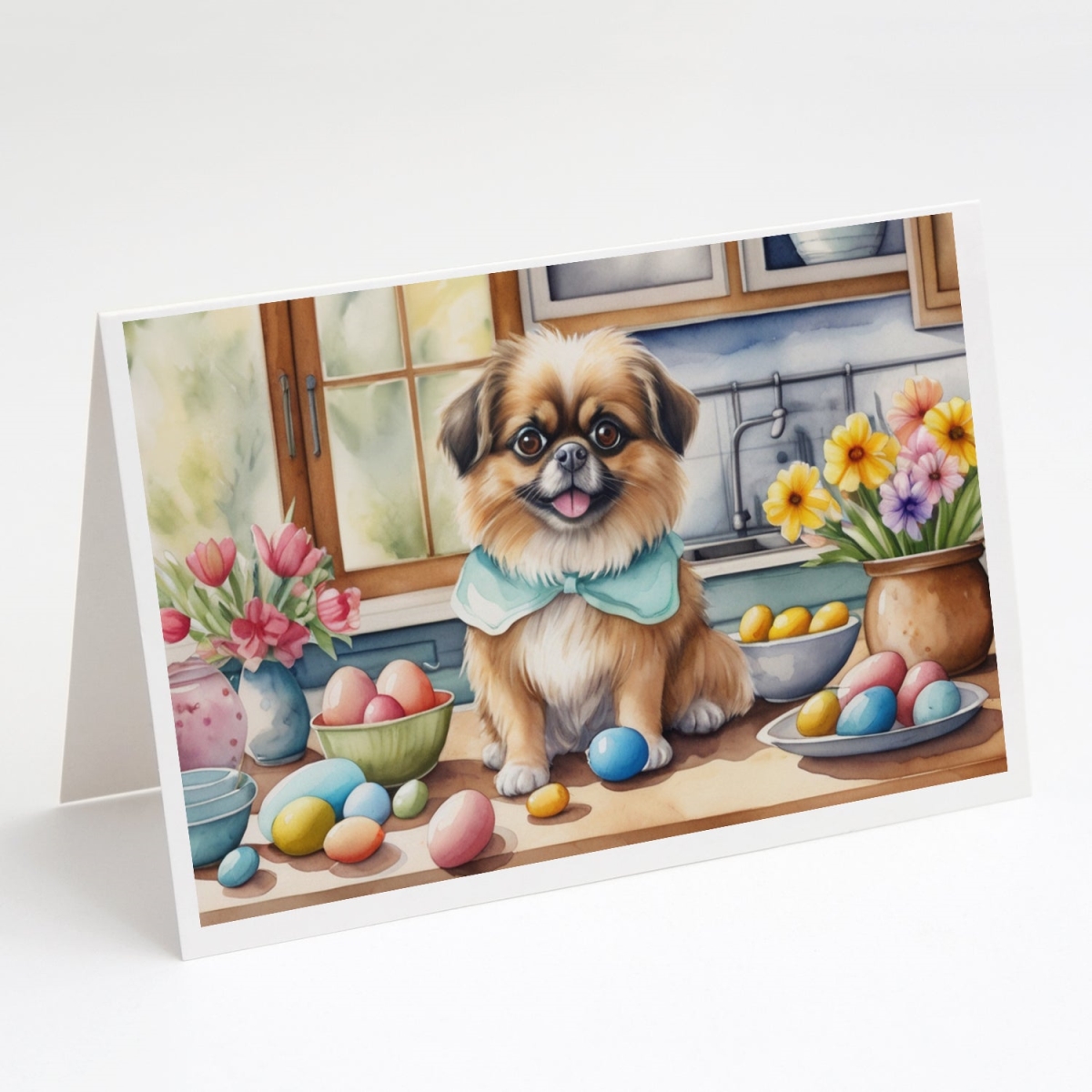 5 x 7 in. Decorating Easter Tibetan Spaniel Greeting Cards - Pack of 8