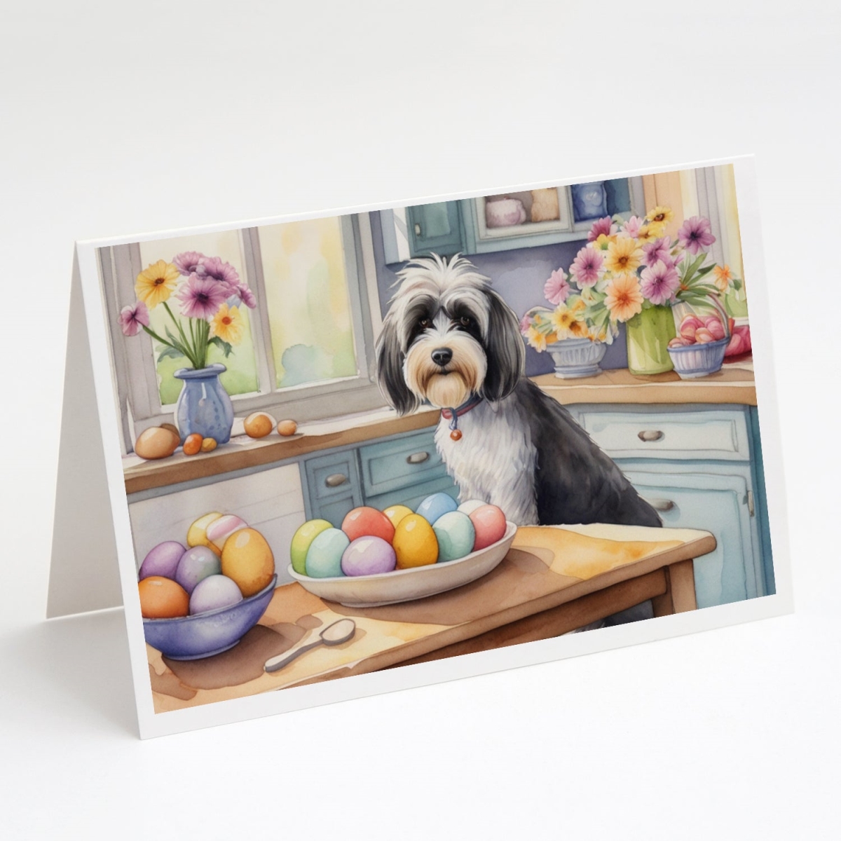 5 x 7 in. Decorating Easter Tibetan Terrier Greeting Cards - Pack of 8