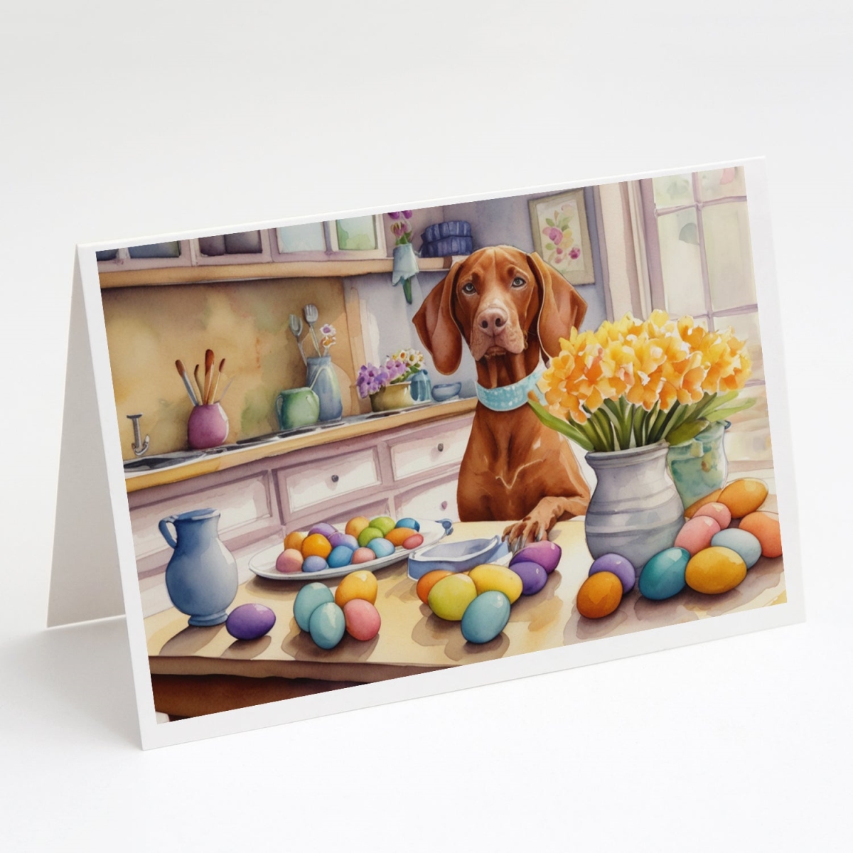 5 x 7 in. Decorating Easter Vizsla Greeting Cards - Pack of 8
