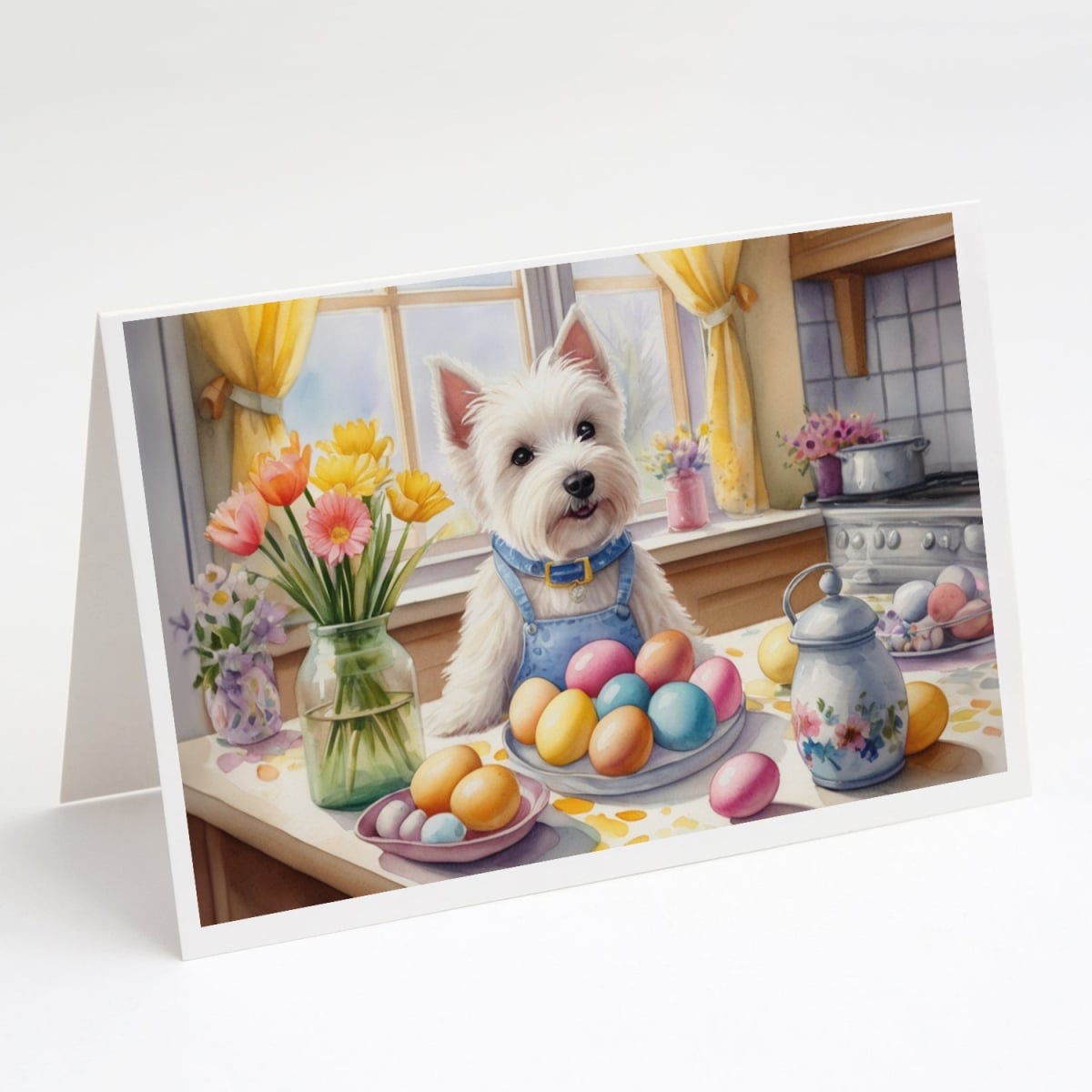 5 x 7 in. Decorating Easter Westie Greeting Cards - Pack of 8