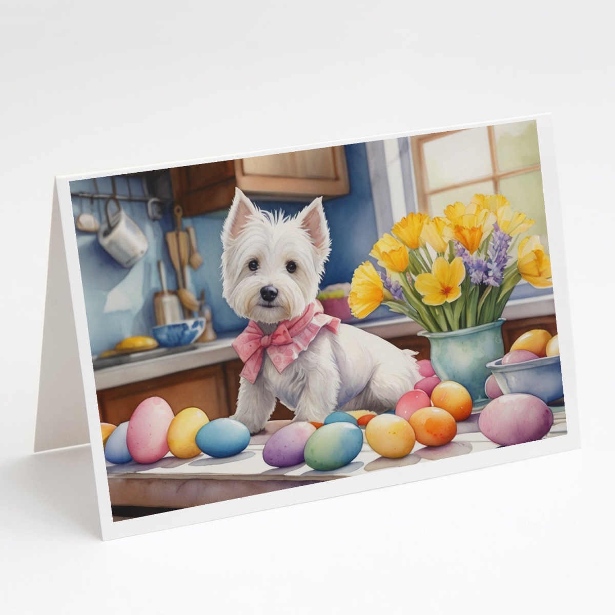 5 x 7 in. Decorating Easter Westie Greeting Cards - Pack of 8