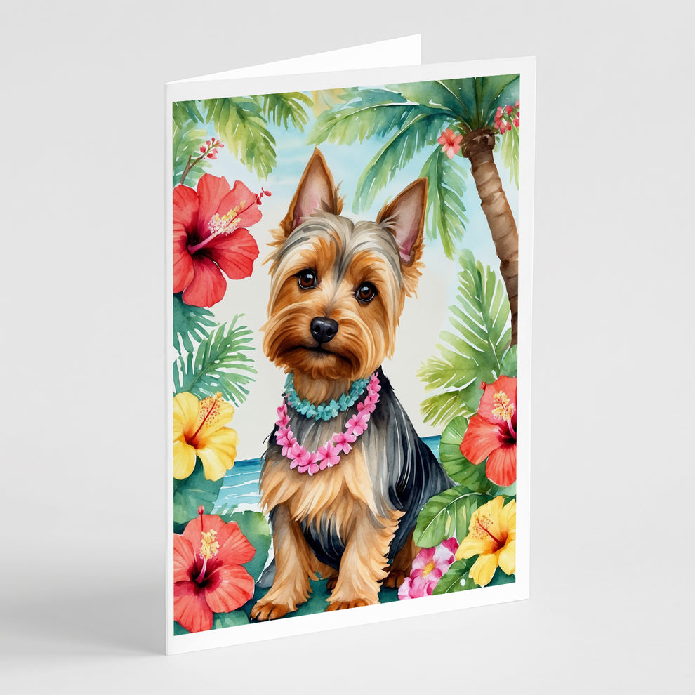 5 x 7 in. Silky Terrier Luau Greeting Cards - Pack of 8