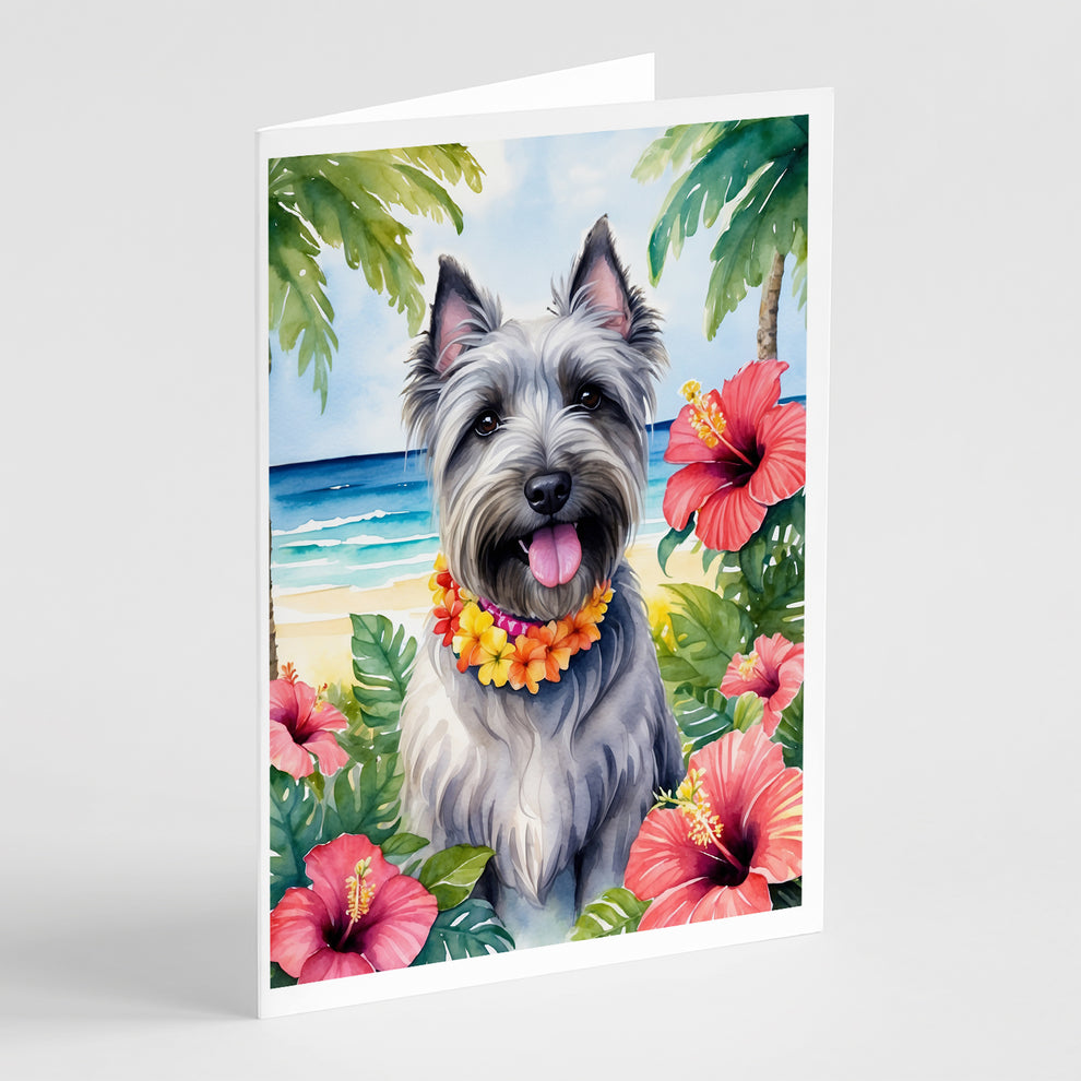 5 x 7 in. Skye Terrier Luau Greeting Cards - Pack of 8