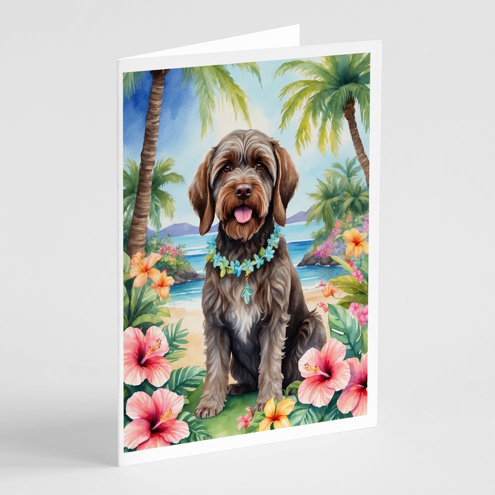 5 x 7 in. Wirehaired Pointing Griffon Luau Greeting Cards - Pack of 8