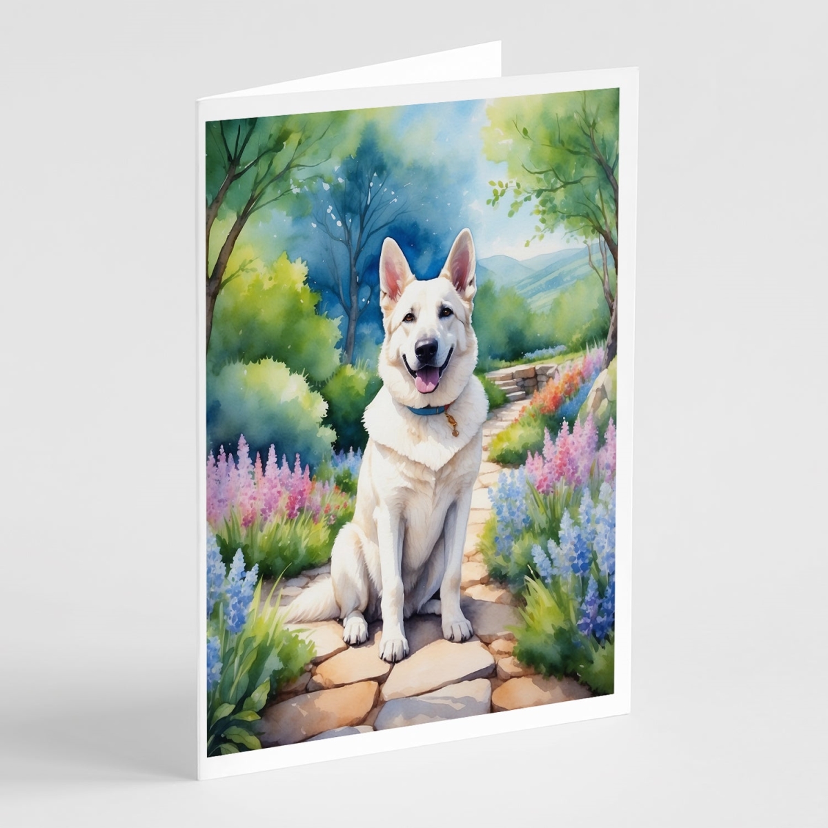 5 x 7 in. German Shepherd Spring Path Greeting Cards - Pack of 8