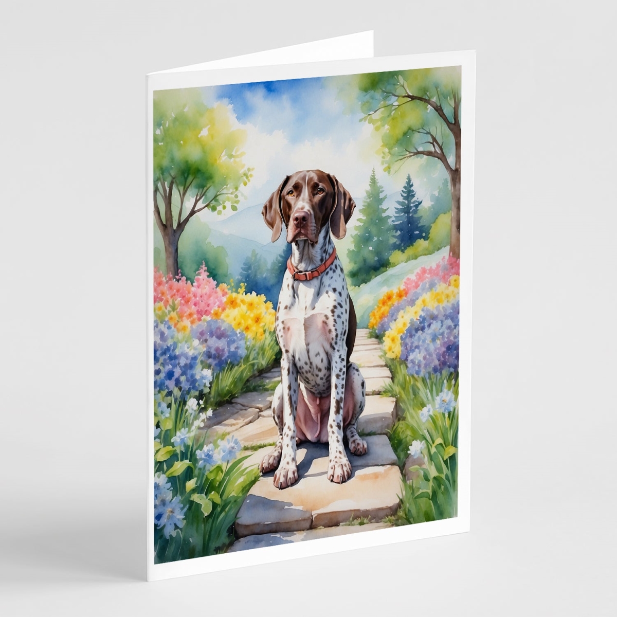 DAC6633GCA7P 5 x 7 in. German Shorthaired Pointer Spring Path Greeting Cards - Pack of 8