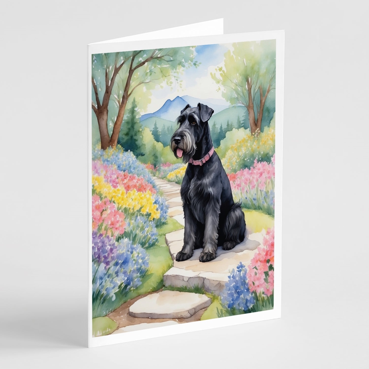 5 x 7 in. Giant Schnauzer Spring Path Greeting Cards - Pack of 8