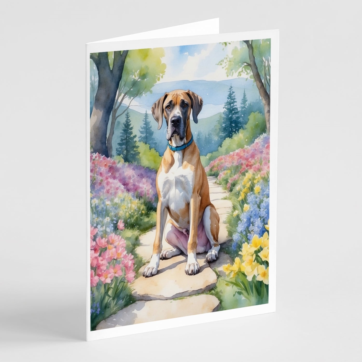 5 x 7 in. Great Dane Spring Path Greeting Cards - Pack of 8