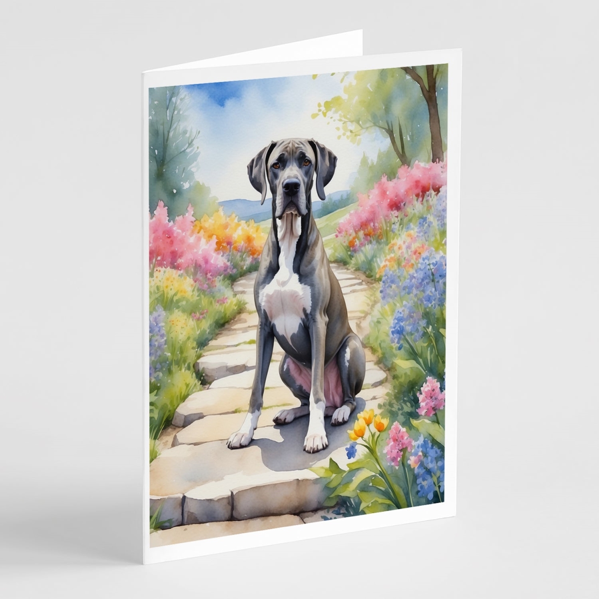 5 x 7 in. Great Dane Spring Path Greeting Cards - Pack of 8