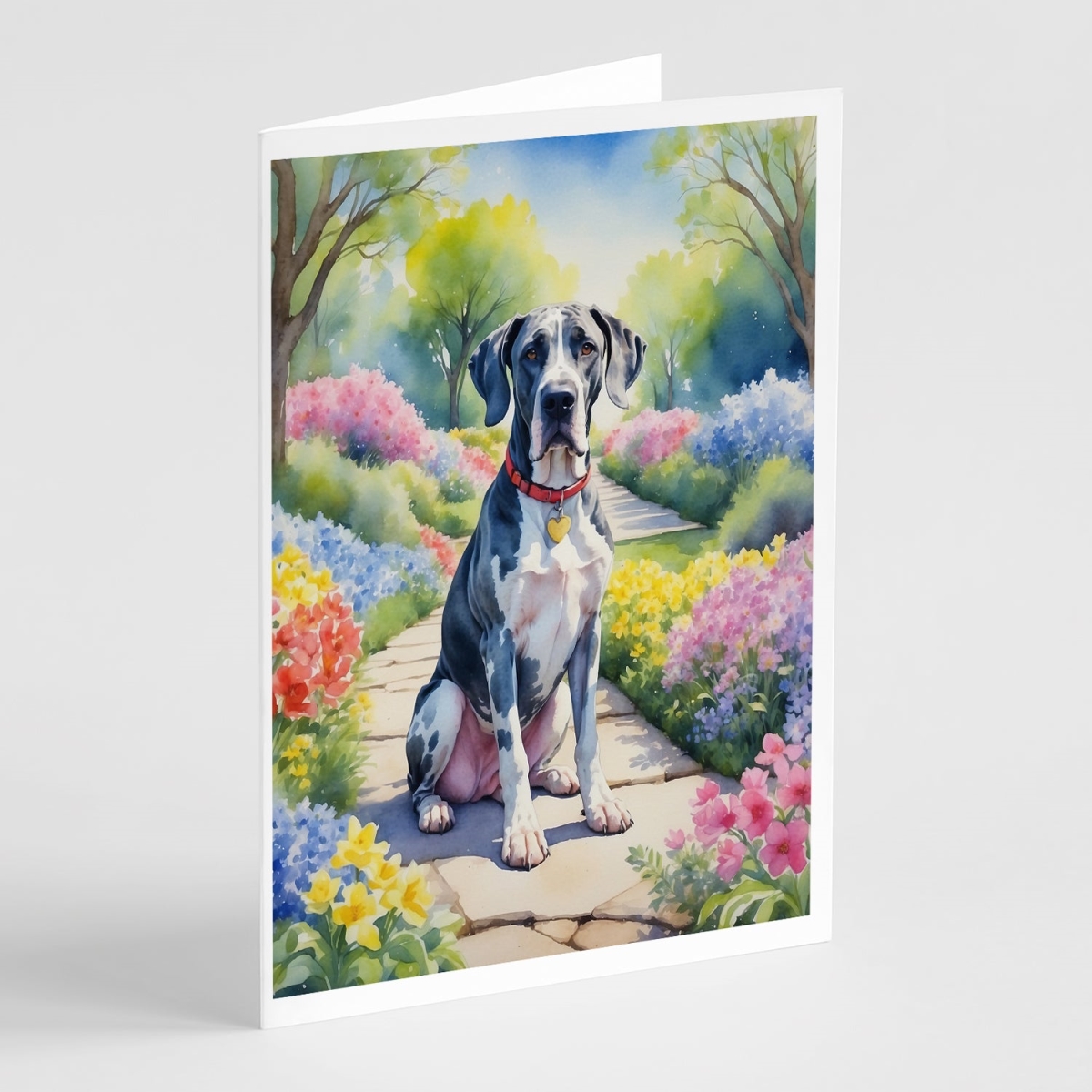 5 x 7 in. Great Dane Spring Path Greeting Cards - Pack of 8