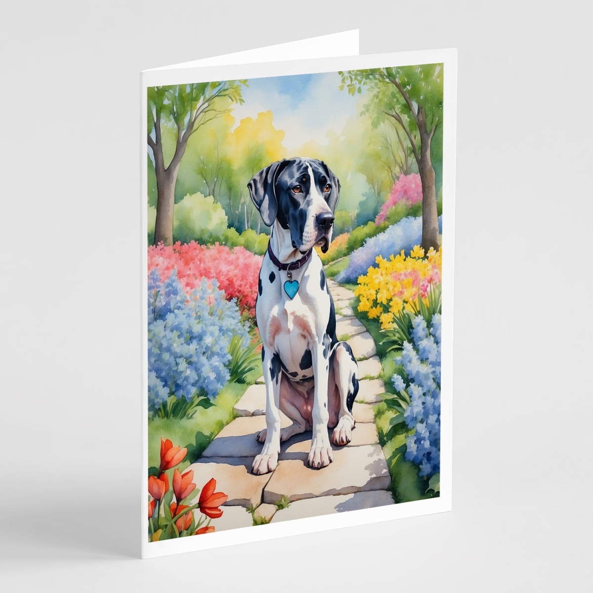 5 x 7 in. Great Dane Spring Path Greeting Cards - Pack of 8