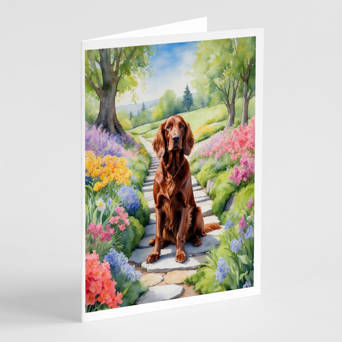 5 x 7 in. Irish Setter Spring Path Greeting Cards - Pack of 8