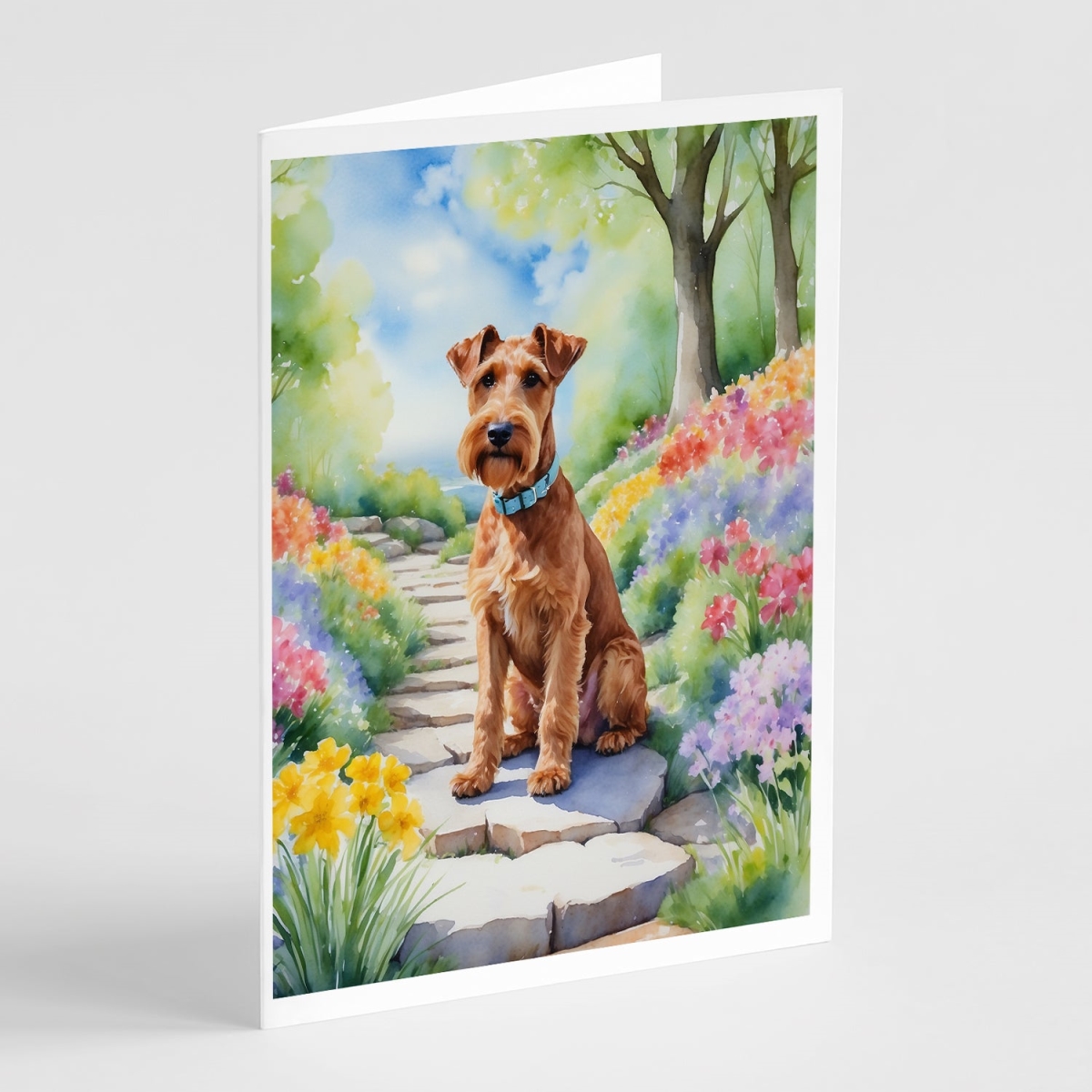 5 x 7 in. Irish Terrier Spring Path Greeting Cards - Pack of 8