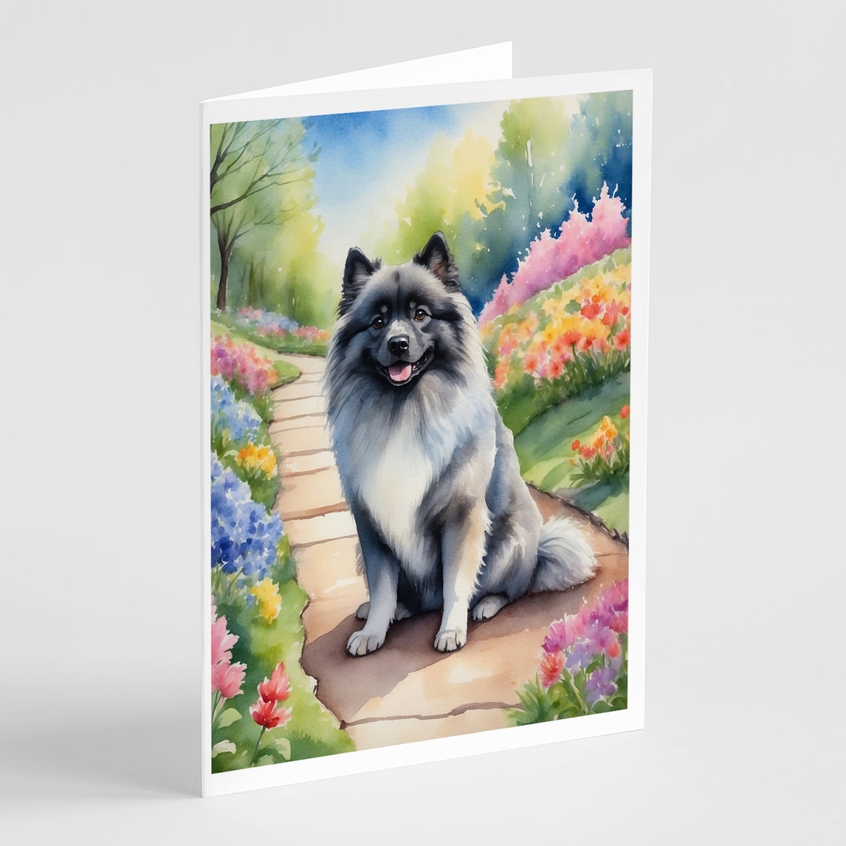 5 x 7 in. Keeshond Spring Path Greeting Cards - Pack of 8