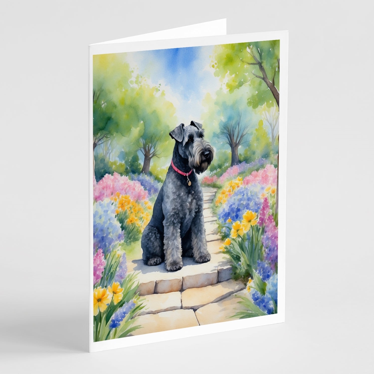 5 x 7 in. Kerry Blue Terrier Spring Path Greeting Cards - Pack of 8