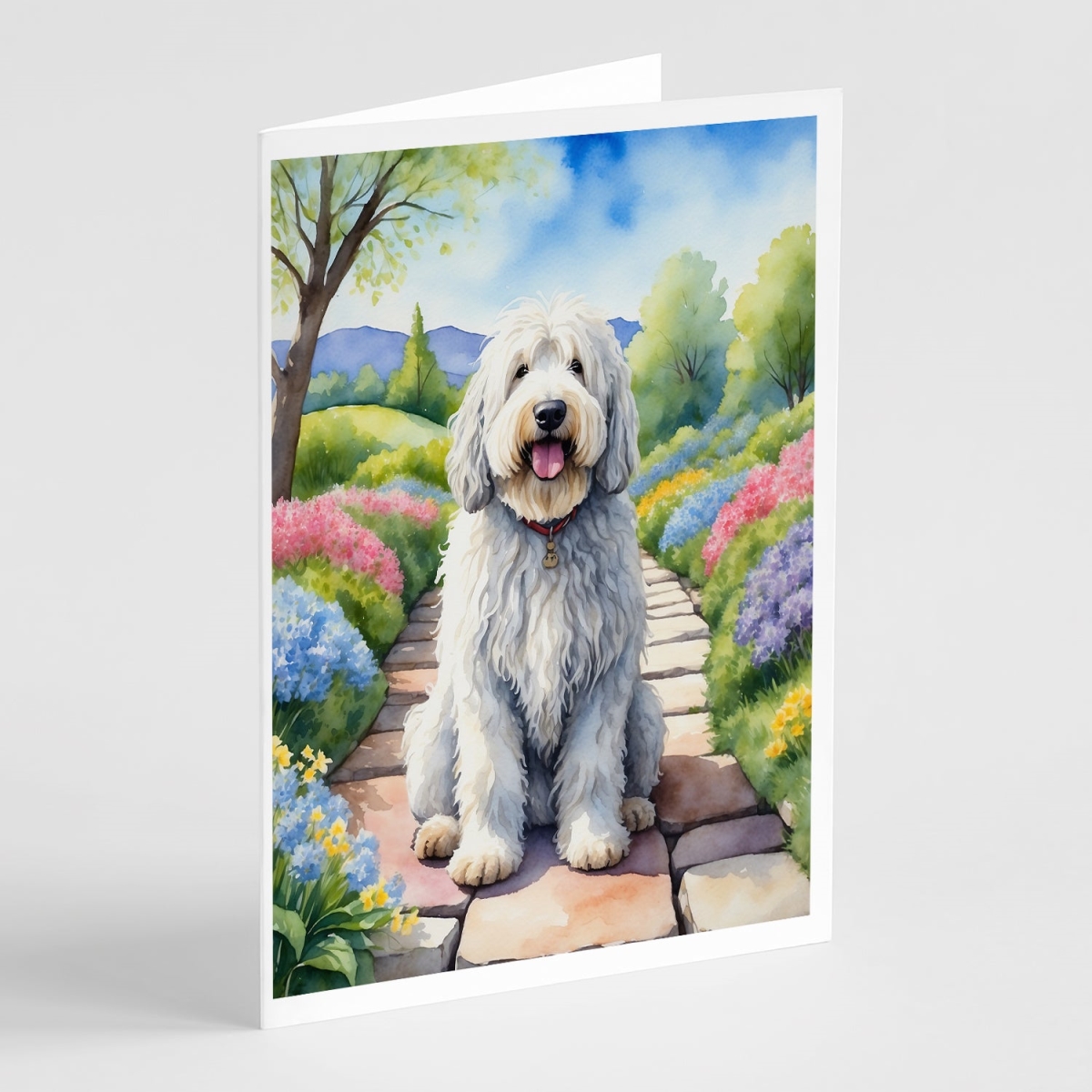 5 x 7 in. Komondor Spring Path Greeting Cards - Pack of 8