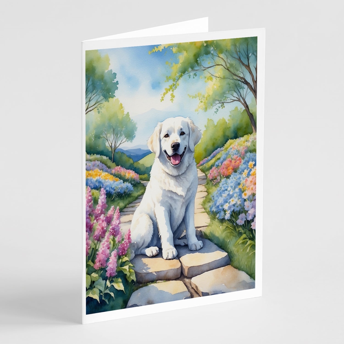 5 x 7 in. Kuvasz Spring Path Greeting Cards - Pack of 8