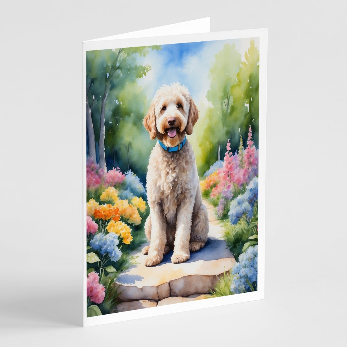 5 x 7 in. Labradoodle Spring Path Greeting Cards - Pack of 8
