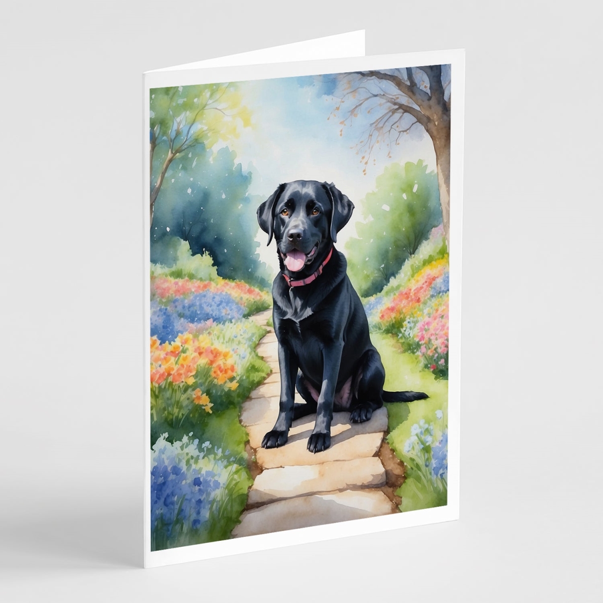 5 x 7 in. Labrador Retriever Spring Path Greeting Cards - Pack of 8