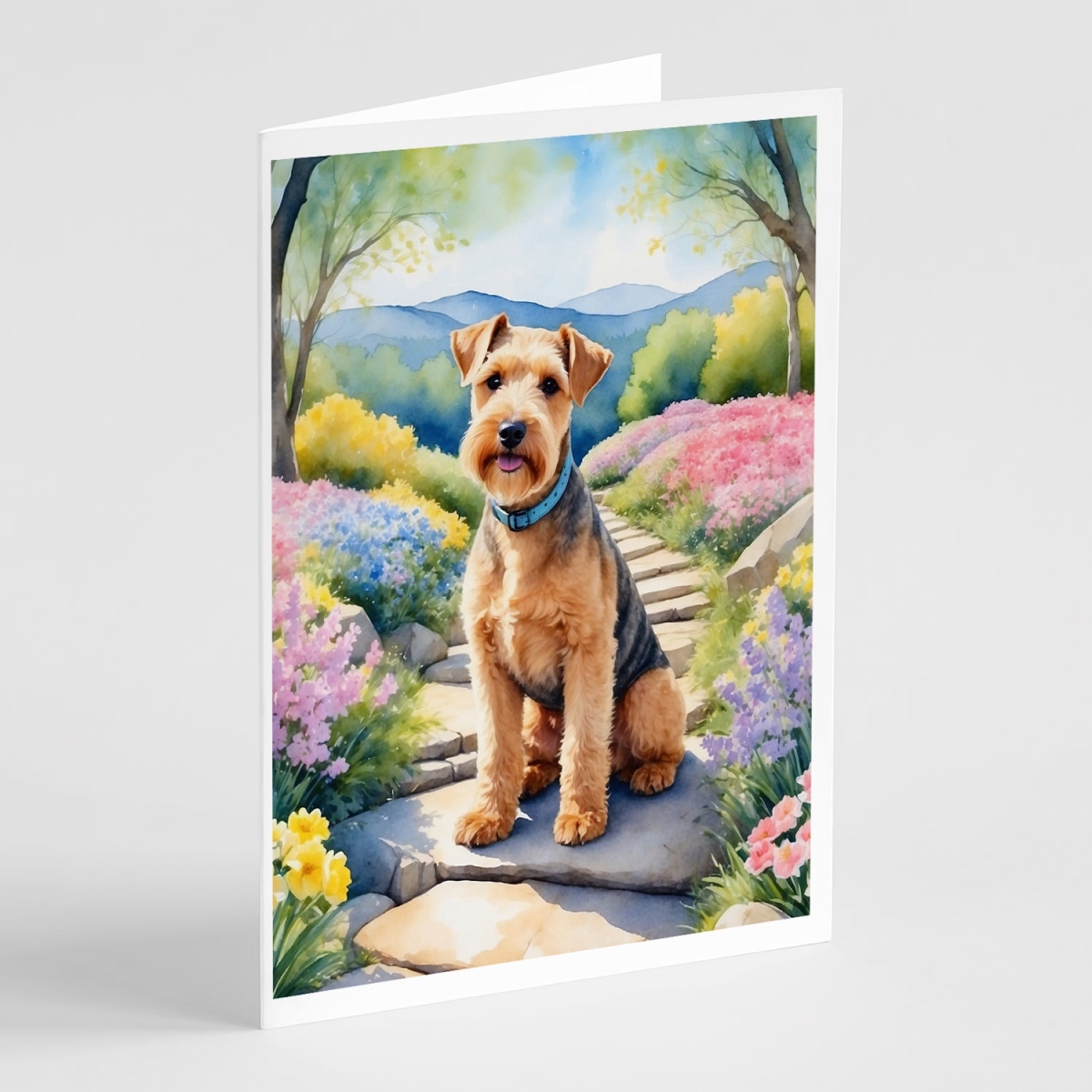 5 x 7 in. Lakeland Terrier Spring Path Greeting Cards - Pack of 8