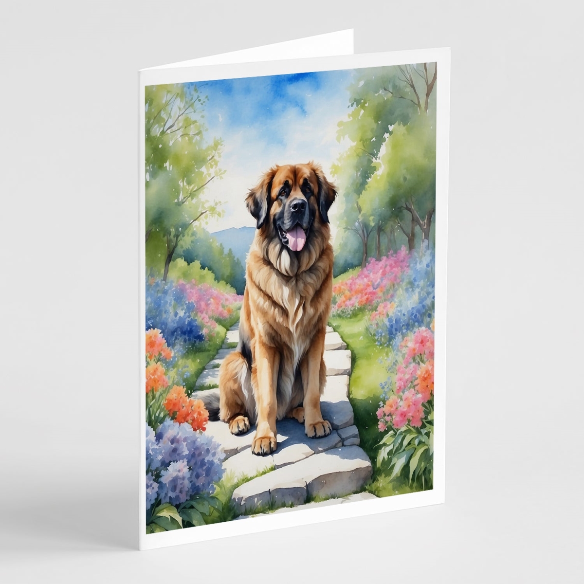 5 x 7 in. Leonberger Spring Path Greeting Cards - Pack of 8