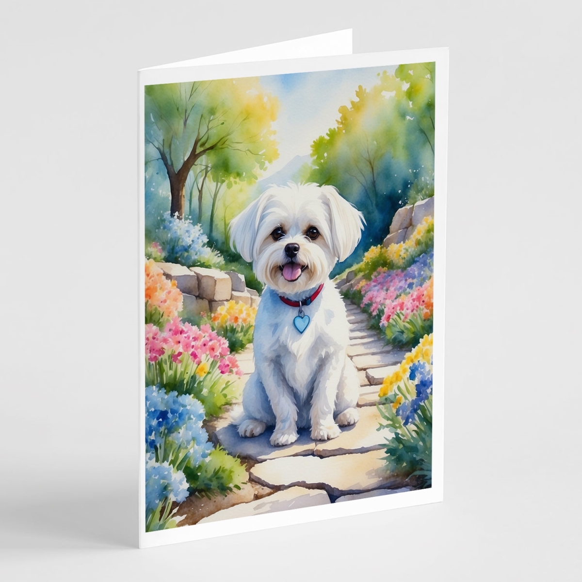5 x 7 in. Maltese Spring Path Greeting Cards - Pack of 8