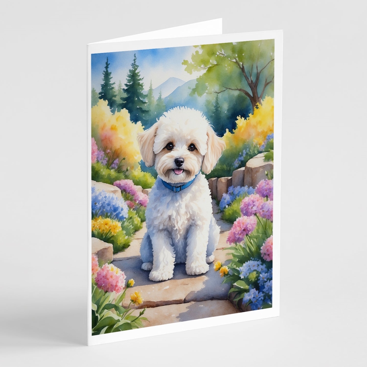 5 x 7 in. Maltipoo Spring Path Greeting Cards - Pack of 8