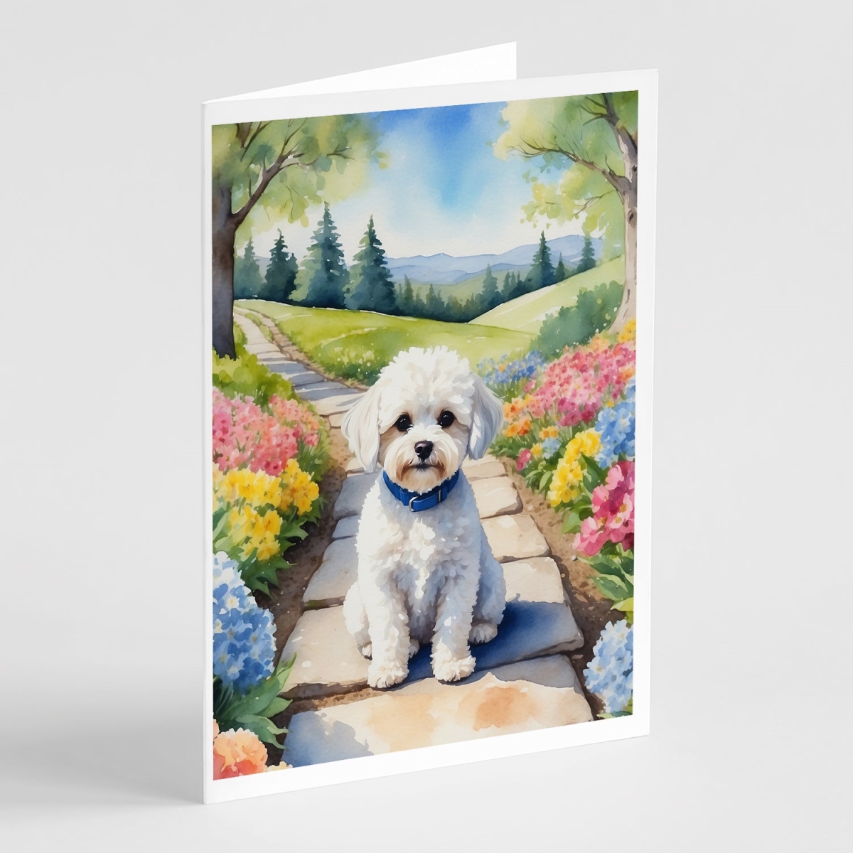 5 x 7 in. Maltipoo Spring Path Greeting Cards - Pack of 8