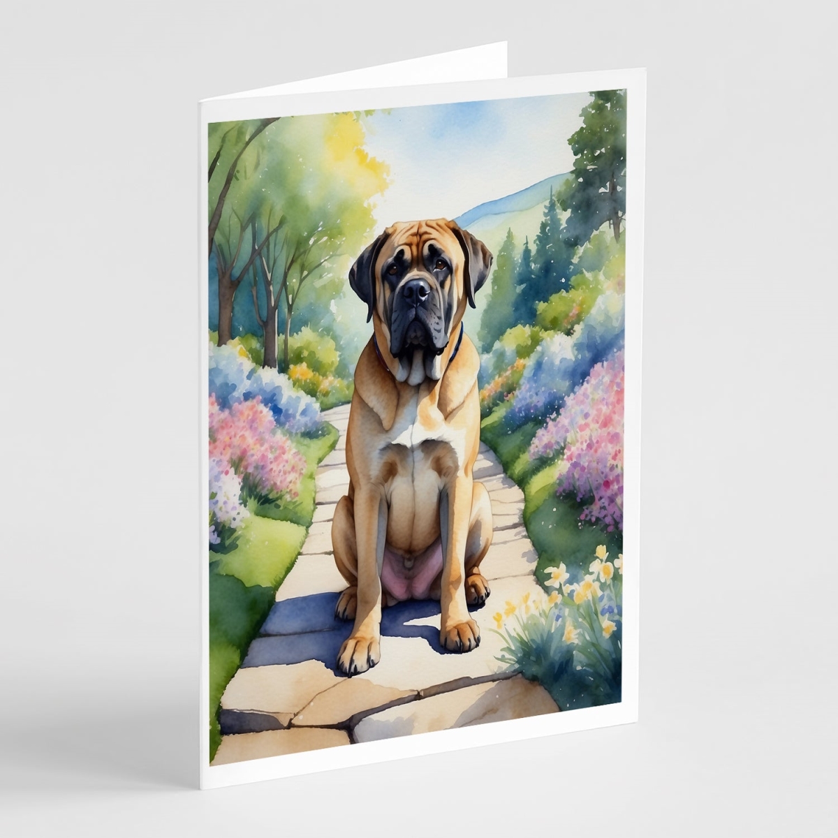 5 x 7 in. Mastiff Spring Path Greeting Cards - Pack of 8