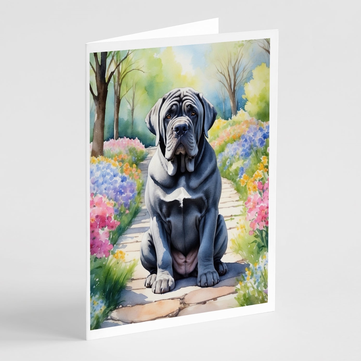 5 x 7 in. Neapolitan Mastiff Spring Path Greeting Cards - Pack of 8