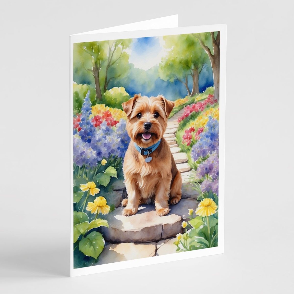 5 x 7 in. Norfolk Terrier Spring Path Greeting Cards - Pack of 8