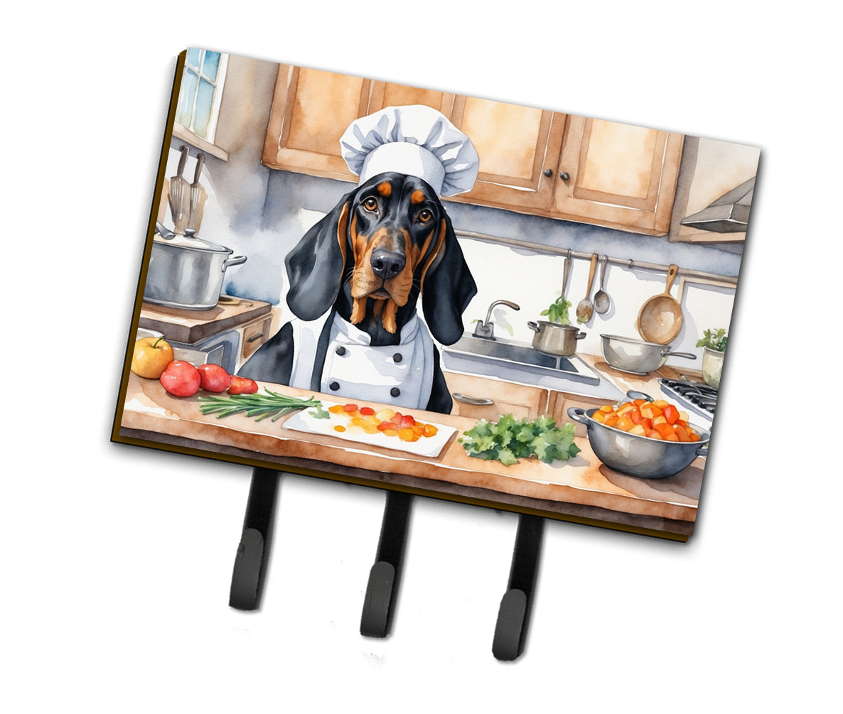 9 x 6 in. Black & Tan Coonhound The Chef Leash or Key Holder