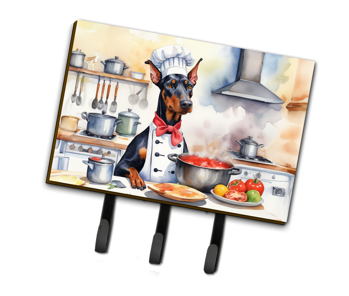 9 x 6 in. Doberman Pinscher The Chef Leash or Key Holder