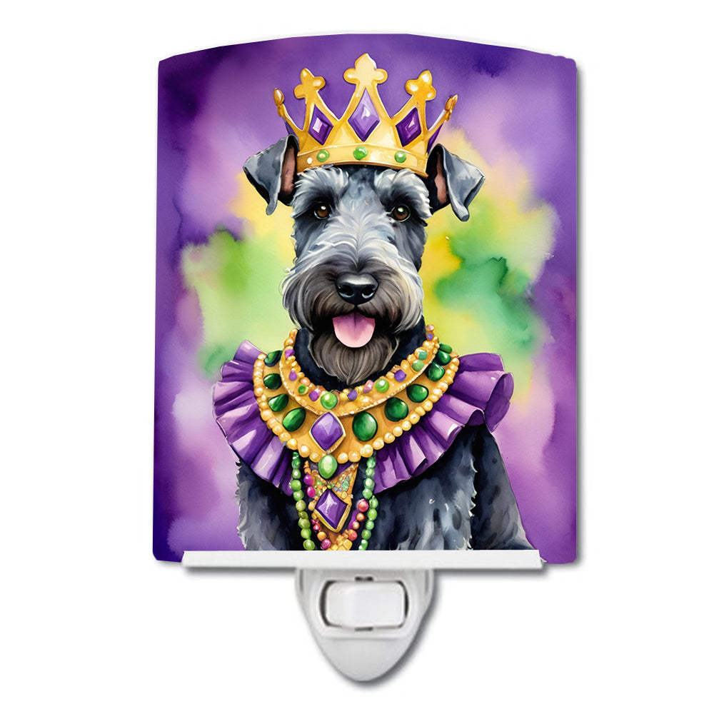 6 x 4 in. Kerry Blue Terrier King of Mardi Gras Ceramic Night Light